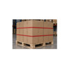 3/4" x 92" red pallet stretch bands wrapped around a palletized load of cardboard boxes