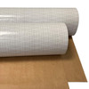 Close-up of poly-coated fiberglass scrim reinforced kraft paper rolls showing crosshatched reinforcement