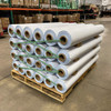 Multiple poly-coated polypropylene scrim reinforced VCI rolls stacked and secured on a warehouse pallet
