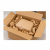 Kraft paper wrapped product cushioned with recycled paper void fill inside a cardboard box