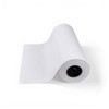 White butcher paper roll unrolled with black center core on a white background