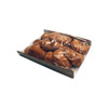 Clear polyolefin shrink film packaging baked goods on a retail food tray