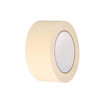 Industrial Grade Masking Tape, 1-1/2" x 60 yd, angled view showing wide beige tape roll and cardboard core