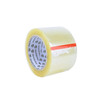 3 inch x 110 yard 1.75 mil clear acrylic carton sealing tape roll shown from an angled left view with General Plus branded core
