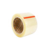 3 inch x 110 yard 1.9 mil clear acrylic carton sealing tape roll shown from an angled left view with red easy-start strip