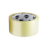 Top view of 2 inch x 55 yard 3.0 mil clear heavy-duty acrylic carton sealing tape roll with Shield Tape branded core