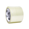 3 inch x 55 yard 3.0 mil clear acrylic carton sealing tape roll shown from an angled left view with Shield Tape branded core