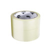 Top view of 3 inch x 55 yard 3.0 mil clear acrylic carton sealing tape roll showing clear film and Shield Tape core