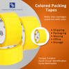 2 inch x 110 yard 2.0 mil yellow acrylic carton sealing tape highlighting shipping, packaging, moving, office, and storage applications
