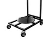 Close-up of Encore EP-6540 Vertical Material Dispenser base with circular roll platform and mobile caster wheels