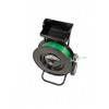 DF-16A OSC Strapping Cart with green strapping coil and storage tray – top angled view