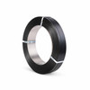 Cold rolled steel strapping coil secured with metal bands on white background