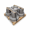 High tensile ribbon wound steel strapping securing heavy metal castings on a wooden pallet