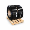 1-1/4 inch x .029 inch x 14,000 ft oscillated high tensile steel strapping coils on wooden pallet