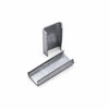 Open steel strapping seals shown upright and flat