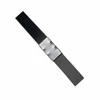 Steel strapping secured with a crimped metal seal on black steel strap