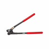 MIP-1152 heavy-duty front action steel banding sealer shown from the side with open black metal handles, red grips, and double notch down-cut sealing jaws