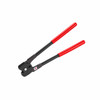 MIP-1152 HD front action steel strapping sealer shown from a reverse angle, highlighting its double notch sealing head, extended red handles, and American flag label