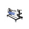 DS-HDRACK Mobile Shrink Film Storage Rack with blue and white shrink film rolls, heat gun, and hose storage