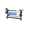 DS-HDRACK Mobile Shrink Film Storage Rack with multiple shrink film rolls and shrink wrap tools, side view