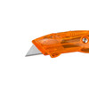 Close-up of Encore EP-120 Retractable Snap-Off Utility Knife blade and translucent orange housing