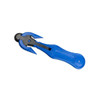 Angled view of Encore EP-215 Rotary Safety Cutter showing blue handle, rotary blade and protected cutting edges