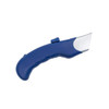 Angled rear view of Encore EP-250 Top-Actuated Self-Retracting Safety Utility Knife showing ergonomic grip and metal blade housing