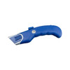 Encore EP-250 Top-Actuated Self-Retracting Safety Utility Knife with blue handle and blade retracted