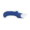 Reverse side view of Encore EP-250 Top-Actuated Self-Retracting Safety Utility Knife with blue contoured handle