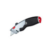 Encore EP-255 Locking Utility Knife with silver body, black grip, red accents and extended blade