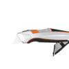 Close-up of Encore EP-235 Self-Retracting Safety Utility Knife showing blade, orange slider, and blade storage compartment
