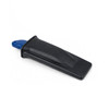 Angled view of Encore EP-295 black Utility Knife Belt Holder with knife inserted