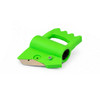 Front angled view of Encore EP-298 Industrial Slide Cutter showing wide metal blade and durable green housing