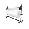 Angled view of Encore EP-6465 Industrial Roll Dispenser with Slide Cutter, roll holder, and caster wheels