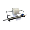 EP-725 Tabletop Poly Tubing Roll Dispenser dispensing clear poly tubing through integrated slide cutter