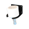 Close-up of the Encore EP-762 C-Clamp Holder supporting a hand stretch film dispenser for quick access at packing stations