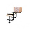 Encore EP-768 Tabletop Bundling Attachment installed on a workbench with retractable arms supporting a packaged shipping box