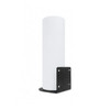 Rear angled view of the Encore EP-772 Wall-Mount Tower Holder supporting a hand stretch film roll for warehouse organization