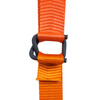Close-up of woven polyester cord strapping secured with a wire buckle after tensioning with the EP-1190 tensioner