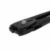 Close-up of Encore EP-1820 front action steel strapping sealer showing single notch sealing jaws, reinforced steel plates, and pivot bolt assembly