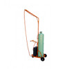 Mobile propane tank cart with overhead hose boom for shrink wrap heat gun applications
