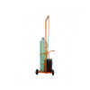 Side view of wheeled propane cylinder cart for shrink wrap heat gun equipment