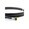 Black industrial hose with brass fitting and reinforced outer construction