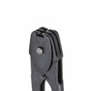 Close-up of Signode C-1223 manual steel strapping sealer head showing double notch sealing jaws, layered steel plates, central pivot bolt, and heavy-duty metal construction