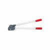Signode RDC-3431 steel strapping sealer with partially opened silver handles, red non-slip grips, and heavy-duty double reverse notch sealing head