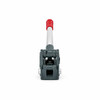 Front view of Signode B-250 manual steel strapping sealer showing heavy-duty single crimp sealing jaws, steel pivot mechanism, and silver handle with red grip