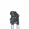 Close-up of Signode B-250 manual steel strapping sealer head showing reinforced metal housing, fastening bolts, pivot points, and single crimp sealing jaws