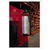 EP-838 Economy Hand Stretch Film Dispenser mounted to a forklift using magnetic ends for convenient stretch film access