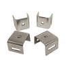 Four Type 304 stainless steel straight leg brackets showing center mounting holes and slotted sides