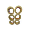 Front view of six shrink wrapped clear hot melt carton sealing tape rolls 2 inch x 110 yard 1.9 mil